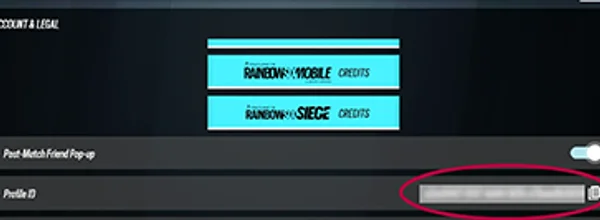 Где найти ID профиля в Rainbow Six Mobile